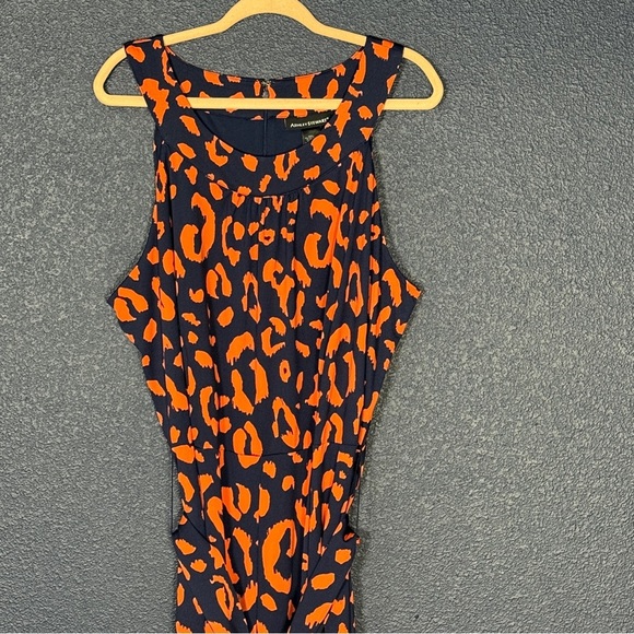 Ashley Stewart NWT Orange/Navy Leopard Print Rounded Neck Jumpsuit | Size 22/24 - Picture 2 of 6